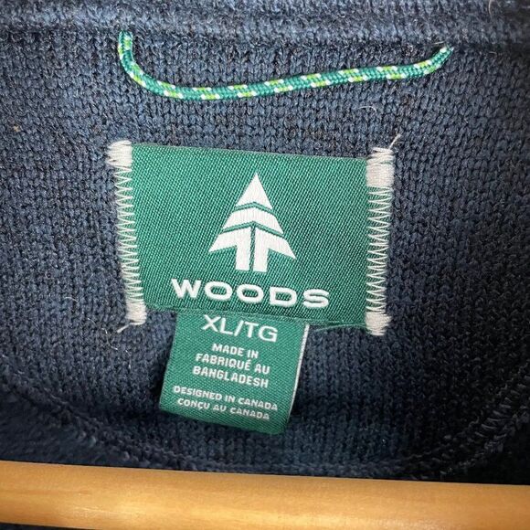 Woods  Mens Full Zip Long Sleeve Knit Fleece Sweater  Navy Blue  Size XL - Picture 2 of 3